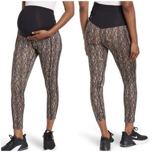Z By Zella Maternity Daily Pocket Snake Print High Waist 7/8 Leggings Size L GUC